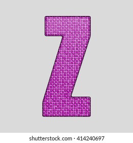 Vector sequins letter - Z. Glitter font shape of pink dots, points, circles. Sequin type, alphabet, font. Creative disco club bright sparkle. Pink glitters, sparkles, paillettes letters.