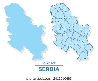 Mapa del vector Serbia conjunto ilustración simple de estilo plano y contorno