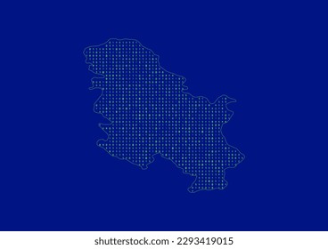 Vector Serbia map for technology or innovation or it concepts. Minimalist country border filled with 1s and 0s. File is suitable for digital editing and prints of all sizes.