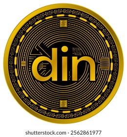 Vector of Serbian Dinar Digital Currency in gold and black colors on a white background.