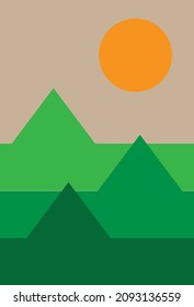 Vector series of scenery, vectors of the bright sun in the mountains. Good for icons, signs, or symbols