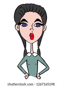 
vector serious girl displeased