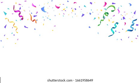 Vector serpentine, abstract background with many falling tiny colorful confetti pieces and ribbon. Carnival, Christmas or New Year decoration colorful party pennants for birthday celebration, festival - Shutterstock ID 1661958649