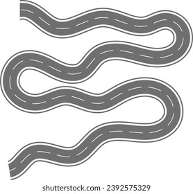 Vector serpentine asphalt road on a white background