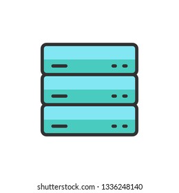 Vector server, data, web hosting flat color line icon.