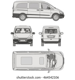 Vector service car template. White blank commercial vehicle - delivery van.