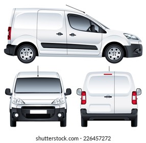 Vector service car. White blank commercial vehicle - delivery van. (simple gradients only, no gradient mesh)