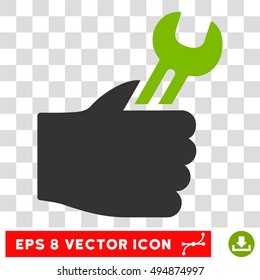 Vector Service Hand EPS vector pictograph. Illustration style is flat iconic bicolor eco green and gray symbol on a transparent background.