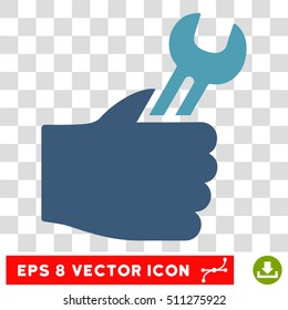 Vector Service Hand EPS vector pictograph. Illustration style is flat iconic bicolor cyan and blue symbol on a transparent background.