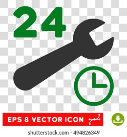 Vector Service Hours EPS vector icon. Illustration style is flat iconic bicolor green and gray symbol on a transparent background.