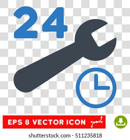 Vector Service Hours EPS vector pictograph. Illustration style is flat iconic bicolor smooth blue symbol on a transparent background.
