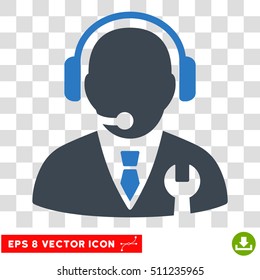 Vector Service Manager EPS vector pictogram. Illustration style is flat iconic bicolor smooth blue symbol on a transparent background.