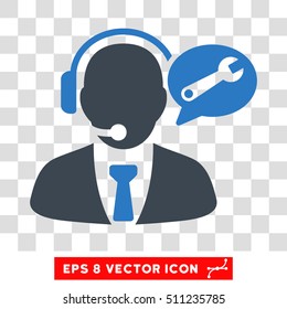 Vector Service Manager Message EPS vector pictogram. Illustration style is flat iconic bicolor smooth blue symbol on a transparent background.