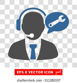 Vector Service Manager Message EPS vector icon. Illustration style is flat iconic bicolor cobalt and gray symbol on a transparent background.