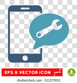Vector Service SMS EPS vector pictogram. Illustration style is flat iconic bicolor cyan and blue symbol on a transparent background.