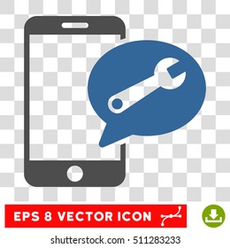 Vector Service SMS EPS vector pictogram. Illustration style is flat iconic bicolor cobalt and gray symbol on a transparent background.