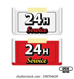 Vector: Service And Support Around The Clock, 24 Hours Isolated On White Background.