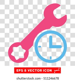 Vector Service Time EPS vector pictograph. Illustration style is flat iconic bicolor pink and blue symbol on a transparent background.
