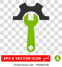 Vector Service Tools EPS vector icon. Illustration style is flat iconic bicolor eco green and gray symbol on a transparent background.