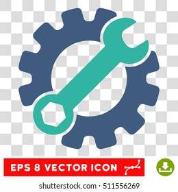 Vector Service Tools EPS vector icon. Illustration style is flat iconic bicolor cobalt and cyan symbol on a transparent background.