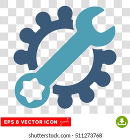Vector Service Tools EPS vector pictogram. Illustration style is flat iconic bicolor cyan and blue symbol on a transparent background.