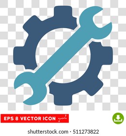 Vector Service Tools EPS vector pictogram. Illustration style is flat iconic bicolor cyan and blue symbol on a transparent background.