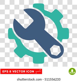 Vector Service Tools EPS vector pictogram. Illustration style is flat iconic bicolor cobalt and cyan symbol on a transparent background.