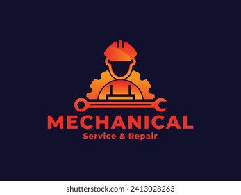 Diseño del logotipo de las herramientas de servicio de vectores, diseño del logotipo de las herramientas de automóvil, logotipo del equipo o diseño del logotipo de reparación mecánica de vintage
