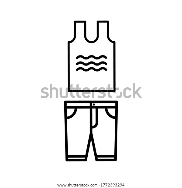 Vector sest with outlines of white basic simple\
T-shirt and Bermuda Shorts. For your web site design, logo, icon,\
app, UI. Isolated stock illustration on white background. Cartoon\
style