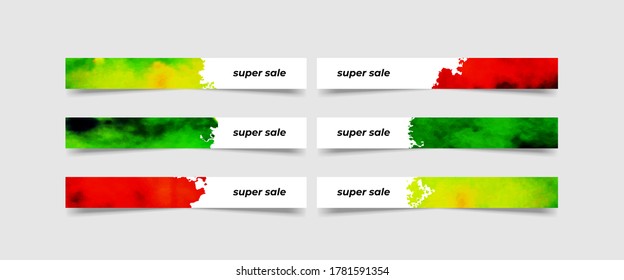Vector set of 06 slides modern luxurious watercolor corporate web banner design in white background. Great for sales and discount web promotional surface project.