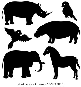 Vector set 1 of african animals silhouettes