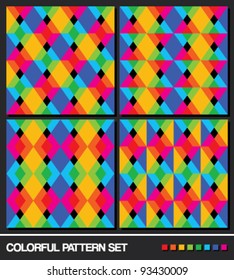 vector set (1). Colorful seamless geometric pattern background.