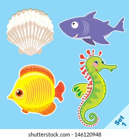 Vector set ? 1 of  sea creatures