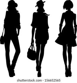 vector set 1 silhouette of fashion girls top models 