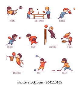 Vector set of 10 sports, such us football, tennis and etc