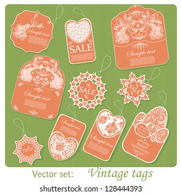 Vector set: 10 vintage tags