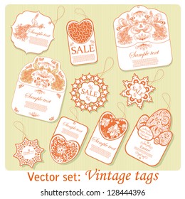 Vector set: 10 vintage tags