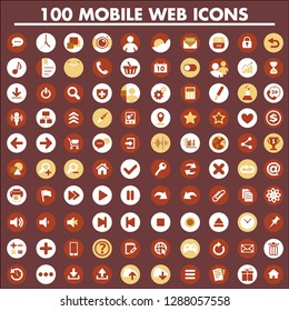 Vector set of 100 Mobile Web APP icons - SEO and development, creative process, business and finance, office and business, security and protection, shopping and commerce - Vector