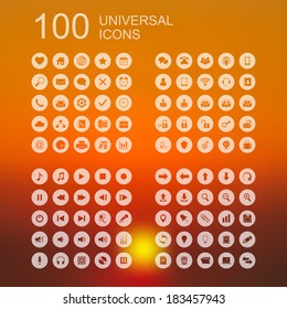 Vector Set of 100 Universal Icons for Web and User Interface Design