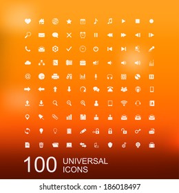 Vector Set of 100 Universal Icons for Web and User Interface Design