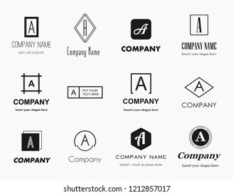 Vector set of 12 flat style high quality original letter A (ei) logo collection, elegant modern and simple style