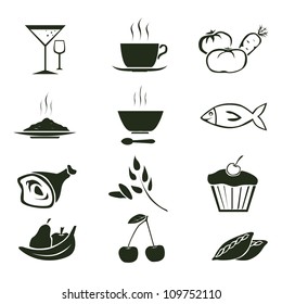 vector set of 12 food icons