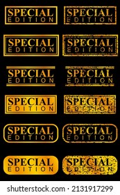 Vector Set 12, Golden Stamp Effect Special Edition, Isolated on Black
