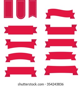 Vector set of 12 ribbons. Valentine's Day