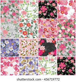 Vector set 12  seamless pattern flowers