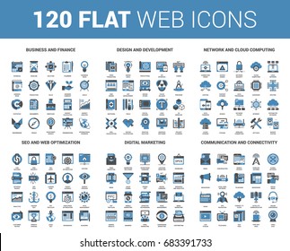 Web and networking flat icons 1 Royalty Free Vector Image