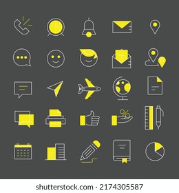 Vector set of 125 different business icons in line art style for web, site, application, print design
