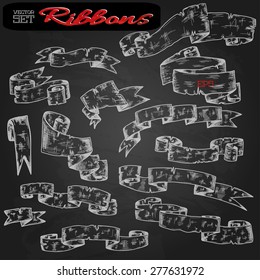 Vector set of 14 ribbons on a background. EPS illustration.