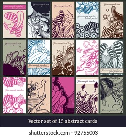vector set of 15 abstract floral cards