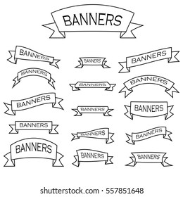 Vector set of 15 ribbons